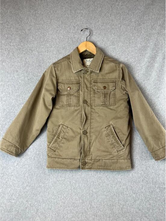 The Children's Place Other - Children's Place utility Jacket Boys Size M Khakis Fur Buttoned Winter Warm